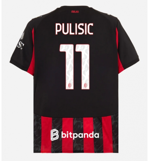 AC Milan Christian Pulisic #11 Heimtrikot 2025-26 Kurzarm AC Milan Christian Pulisic #11 Heimtrikot 2025-26 Kurzarm