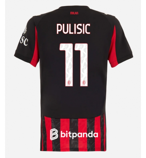 AC Milan Christian Pulisic #11 Heimtrikot Frauen 2025-26 Kurzarm AC Milan Christian Pulisic #11 Heimtrikot Frauen 2025-26 Kurzarm