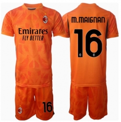 AC Milan Mike Maignan #16 Torwart Auswärtstrikot Kinder 2024-25 Kurzarm (+ kurze hosen)