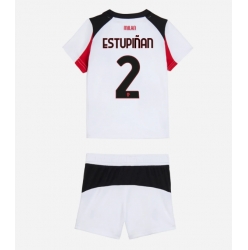 AC Milan Pervis Estupinan #2 Auswärtstrikot Kinder 2025-26 Kurzarm (+ kurze hosen)