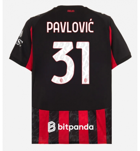 AC Milan Strahinja Pavlovic #31 Heimtrikot 2025-26 Kurzarm AC Milan Strahinja Pavlovic #31 Heimtrikot 2025-26 Kurzarm