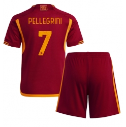 AS Roma Lorenzo Pellegrini #7 Heimtrikot Kinder 2023-24 Kurzarm (+ kurze hosen)