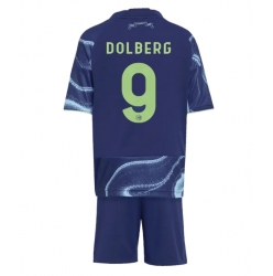 Ajax Kasper Dolberg #9 Auswärtstrikot Kinder 2025-26 Kurzarm (+ kurze hosen)