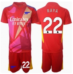Arsenal David Raya #22 Torwart Auswärtstrikot Kinder 2024-25 Kurzarm (+ kurze hosen)