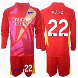 Arsenal David Raya #22 Torwart Auswärtstrikot Kinder 2024-25 Langarm (+ kurze hosen)