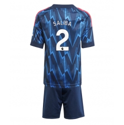 Arsenal William Saliba #2 Auswärtstrikot Kinder 2025-26 Kurzarm (+ kurze hosen)