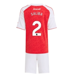 Arsenal William Saliba #2 Heimtrikot Kinder 2025-26 Kurzarm (+ kurze hosen)