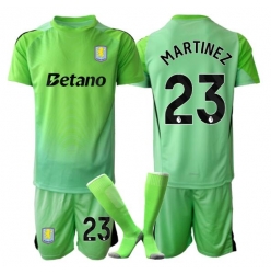 Aston Villa Emiliano Martinez #23 Torwart Auswärtstrikot Kinder 2025-26 Kurzarm (+ kurze hosen)