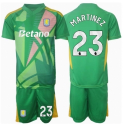 Aston Villa Emiliano Martinez #23 Torwart Heimtrikot Kinder 2024-25 Kurzarm (+ kurze hosen)