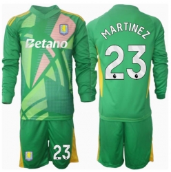 Aston Villa Emiliano Martinez #23 Torwart Heimtrikot Kinder 2024-25 Langarm (+ kurze hosen)