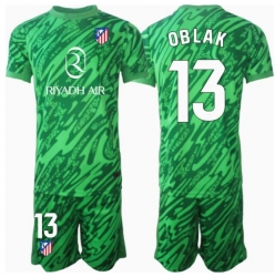 Atletico Madrid Jan Oblak #13 Torwart Auswärtstrikot Kinder 2024-25 Kurzarm (+ kurze hosen)