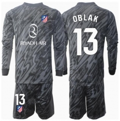 Atletico Madrid Jan Oblak #13 Torwart Heimtrikot Kinder 2024-25 Langarm (+ kurze hosen)
