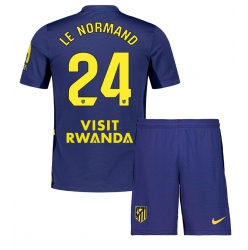 Atletico Madrid Robin Le Normand #24 Auswärtstrikot Kinder 2025-26 Kurzarm (+ kurze hosen)