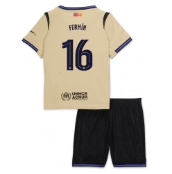Barcelona Fermin Lopez #16 Auswärtstrikot Kinder 2025-26 Kurzarm (+ kurze hosen)