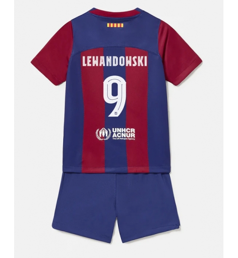 Barcelona Robert Lewandowski #9 Heimtrikot Kinder 2023-24 Kurzarm (+ kurze hosen)