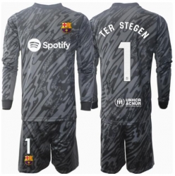 Barcelona Ter Stegen #1 Torwart 3rd trikot Kinder 2024-25 Langarm (+ kurze hosen)
