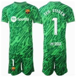 Barcelona Ter Stegen #1 Torwart Auswärtstrikot Kinder 2024-25 Kurzarm (+ kurze hosen)
