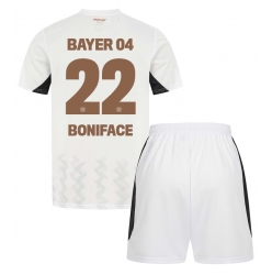 Bayer Leverkusen Victor Boniface #22 Auswärtstrikot Kinder 2024-25 Kurzarm (+ kurze hosen)