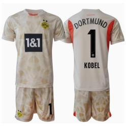 Borussia Dortmund Gregor Kobel #1 Torwart Heimtrikot Kinder 2024-25 Kurzarm (+ kurze hosen)