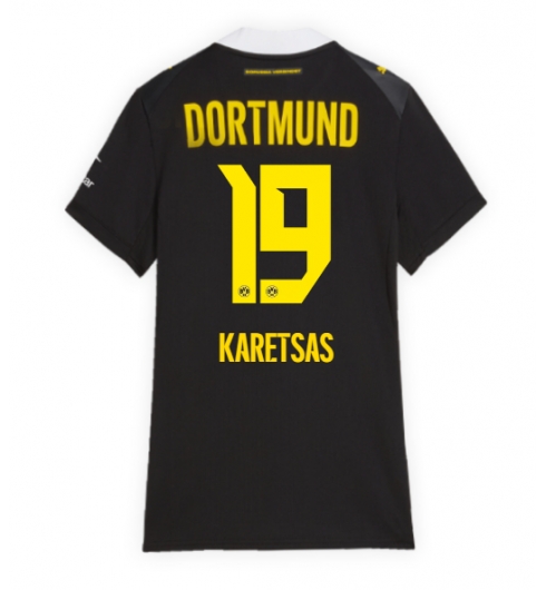 Borussia Dortmund Konstantinos Karetsas #19 Auswärtstrikot Frauen 2026-27 Kurzarm Borussia Dortmund Konstantinos Karetsas #19 Auswärtstrikot Frauen 2026-27 Kurzarm