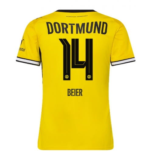 Borussia Dortmund Maximilian Beier #14 Heimtrikot Frauen 2026-27 Kurzarm Borussia Dortmund Maximilian Beier #14 Heimtrikot Frauen 2026-27 Kurzarm