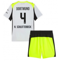 Borussia Dortmund Nico Schlotterbeck #4 Auswärtstrikot Kinder 2025-26 Kurzarm (+ kurze hosen)