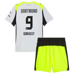 Borussia Dortmund Serhou Guirassy #9 Auswärtstrikot Kinder 2025-26 Kurzarm (+ kurze hosen)
