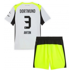 Borussia Dortmund Waldemar Anton #3 Auswärtstrikot Kinder 2025-26 Kurzarm (+ kurze hosen)