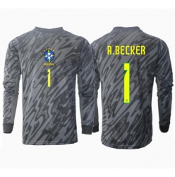 Brasilien Alisson Becker #1 Torwart Auswärtstrikot Copa America 2024 Langarm