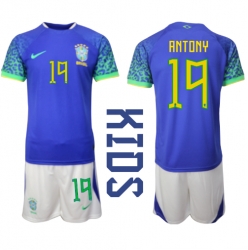 Brasilien Antony #19 Auswärtstrikot Kinder WM 2022 Kurzarm (+ kurze hosen)