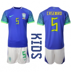 Brasilien Casemiro #5 Auswärtstrikot Kinder WM 2022 Kurzarm (+ kurze hosen)