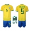 Brasilien Casemiro #5 Heimtrikot Kinder WM 2022 Kurzarm (+ kurze hosen)
