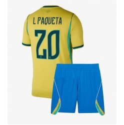 Brasilien Lucas Paqueta #20 Heimtrikot Kinder WM 2026 Kurzarm (+ kurze hosen)