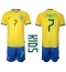 Brasilien Lucas Paqueta #7 Heimtrikot Kinder WM 2022 Kurzarm (+ kurze hosen)