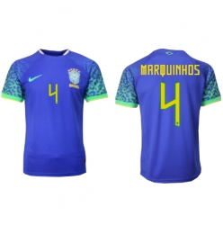 Brasilien Marquinhos #4 Auswärtstrikot WM 2022 Kurzarm