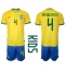 Brasilien Marquinhos #4 Heimtrikot Kinder WM 2022 Kurzarm (+ kurze hosen)