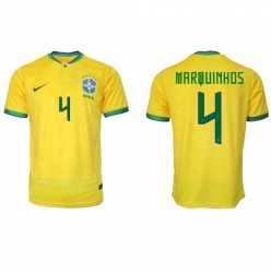 Brasilien Marquinhos #4 Heimtrikot WM 2022 Kurzarm