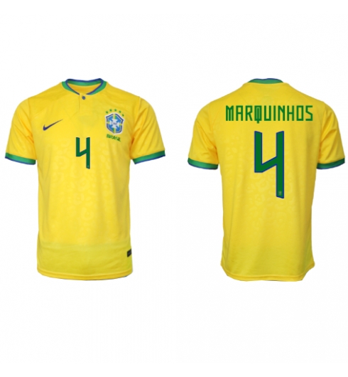 Brasilien Marquinhos #4 Heimtrikot WM 2022 Kurzarm