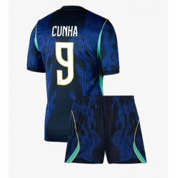 Brasilien Matheus Cunha #9 Auswärtstrikot Kinder WM 2026 Kurzarm (+ kurze hosen)