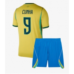 Brasilien Matheus Cunha #9 Heimtrikot Kinder WM 2026 Kurzarm (+ kurze hosen)