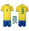 Brasilien Thiago Silva #3 Heimtrikot Kinder WM 2022 Kurzarm (+ kurze hosen)