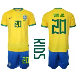 Brasilien Vinicius Junior #20 Heimtrikot Kinder WM 2022 Kurzarm (+ kurze hosen)