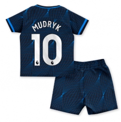 Chelsea Mykhailo Mudryk #10 Auswärtstrikot Kinder 2023-24 Kurzarm (+ kurze hosen)