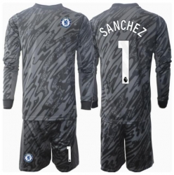 Chelsea Robert Sanchez #1 Torwart Auswärtstrikot Kinder 2024-25 Langarm (+ kurze hosen)