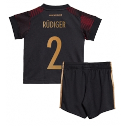 Deutschland Antonio Rudiger #2 Auswärtstrikot Kinder WM 2022 Kurzarm (+ kurze hosen)
