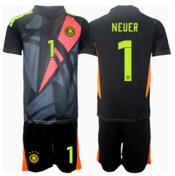Deutschland Manuel Neuer #1 Torwart Heimtrikot Kinder EM 2024 Kurzarm (+ kurze hosen)