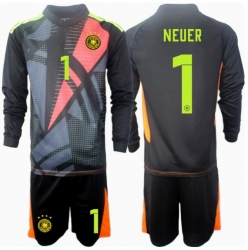 Deutschland Manuel Neuer #1 Torwart Heimtrikot Kinder EM 2024 Langarm (+ kurze hosen)