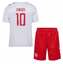 Dänemark Christian Eriksen #10 Auswärtstrikot Kinder EM 2024 Kurzarm (+ kurze hosen)