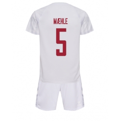 Dänemark Joakim Maehle #5 Auswärtstrikot Kinder WM 2022 Kurzarm (+ kurze hosen)