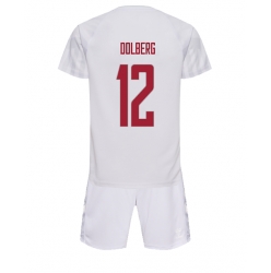 Dänemark Kasper Dolberg #12 Auswärtstrikot Kinder WM 2022 Kurzarm (+ kurze hosen)